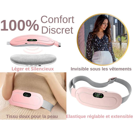 Digital Period Heating Pad & Vibrating Massager Belt – 3 Heat Levels & 4 Modes for Instant Cramp Relief