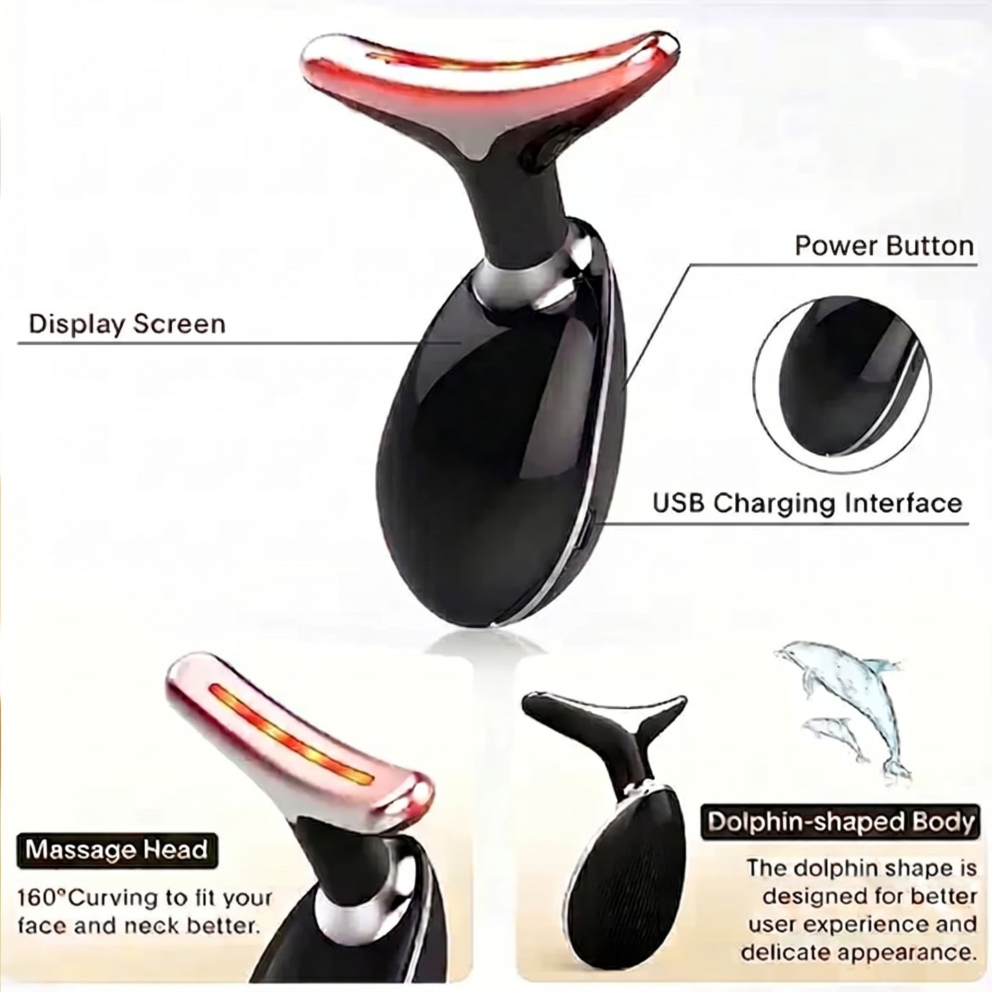 Rechargeable LED Facial Massager for Face & Neck - Vibrating Massager