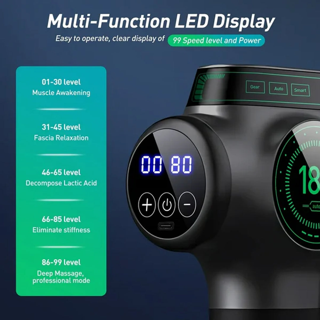 Portable Deep Tissue Massage Gun with Rechargeable Battery, 20W Motor Power