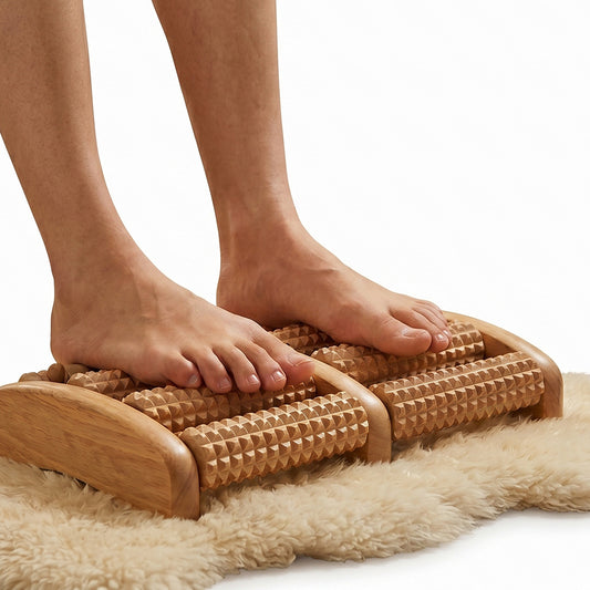 Premium Wooden Foot Roller Massager – Manual Reflexology Therapy Tool for Pain & Stress Relief