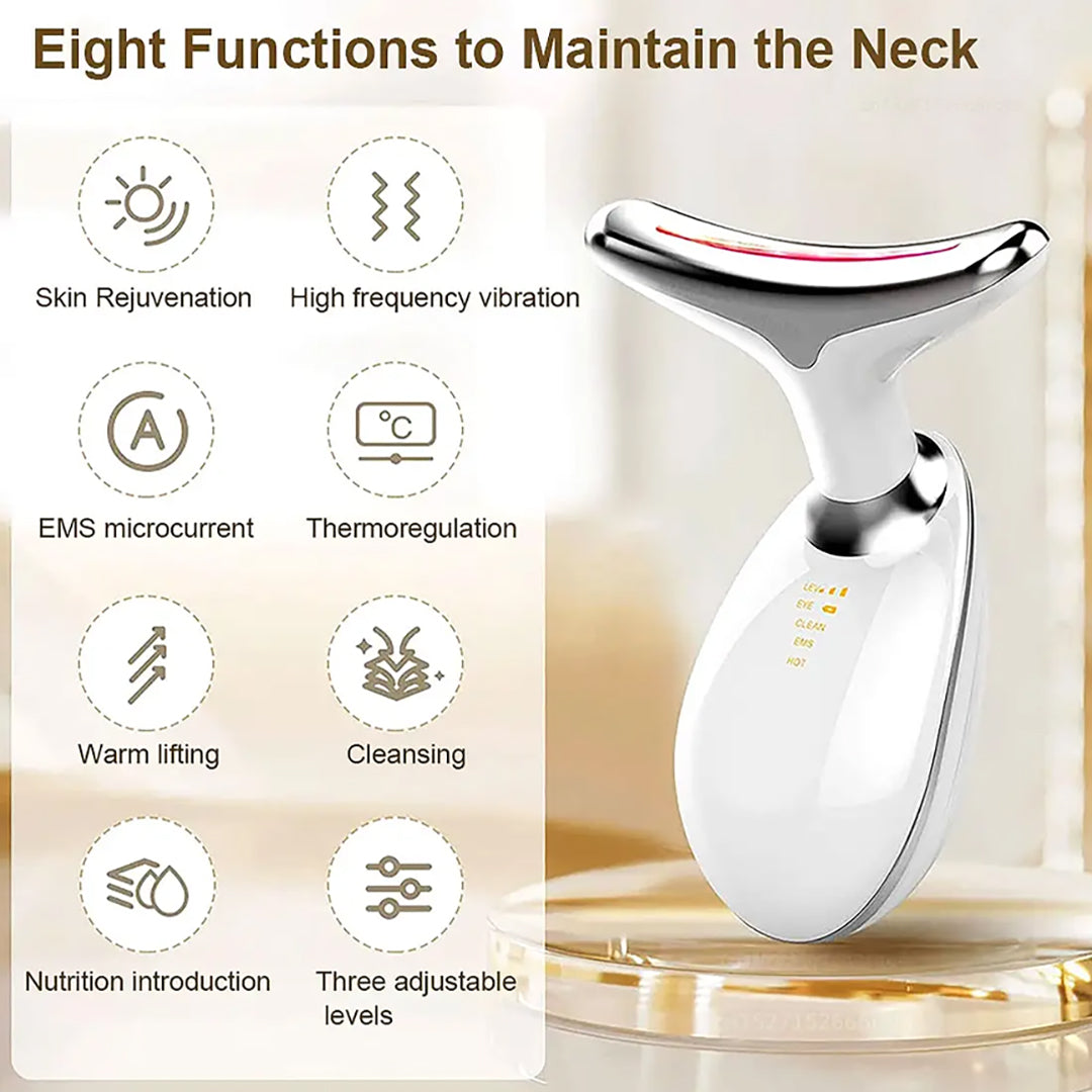 Rechargeable LED Facial Massager for Face & Neck - Vibrating Massager