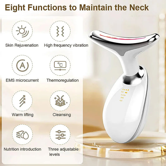 Rechargeable LED Facial Massager for Face & Neck - Vibrating Massager