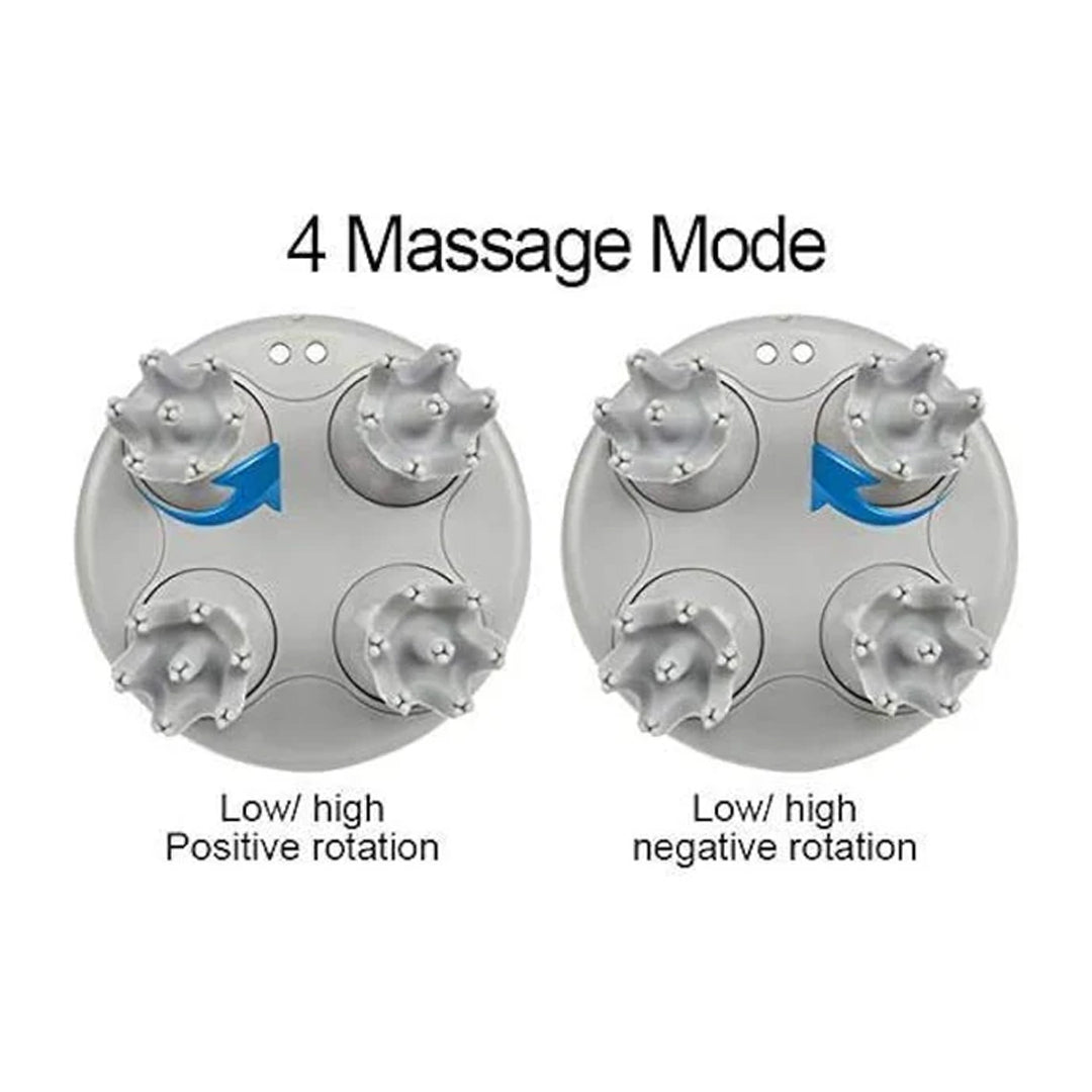 Electric Scalp Head & Back Massager, Cordless Hair Massage Waterproof Head Massager With 4 Heads 84 Nodes For Hair Growth, Stress Relief & Deep Clean, Gifts For Men Women, White