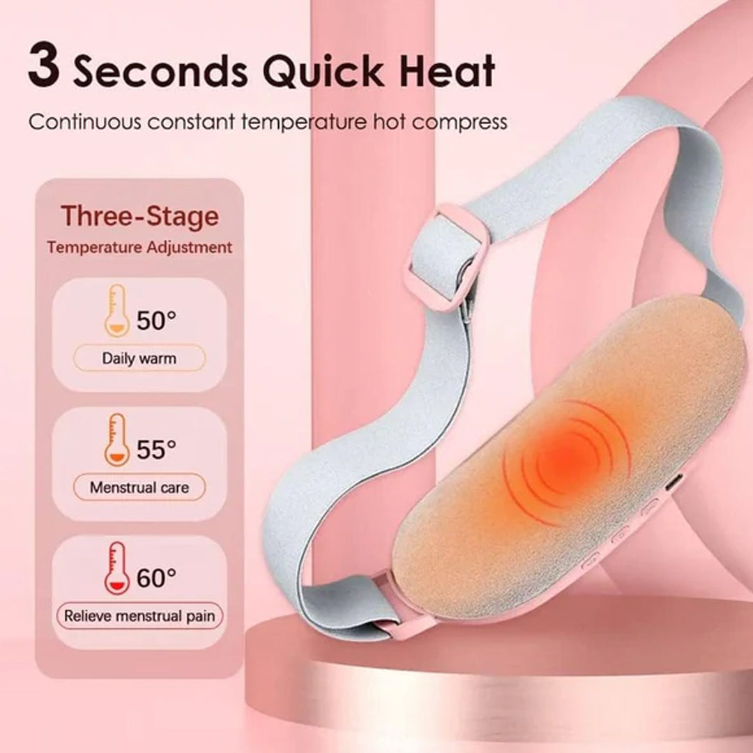 Digital Period Heating Pad & Vibrating Massager Belt – 3 Heat Levels & 4 Modes for Instant Cramp Relief